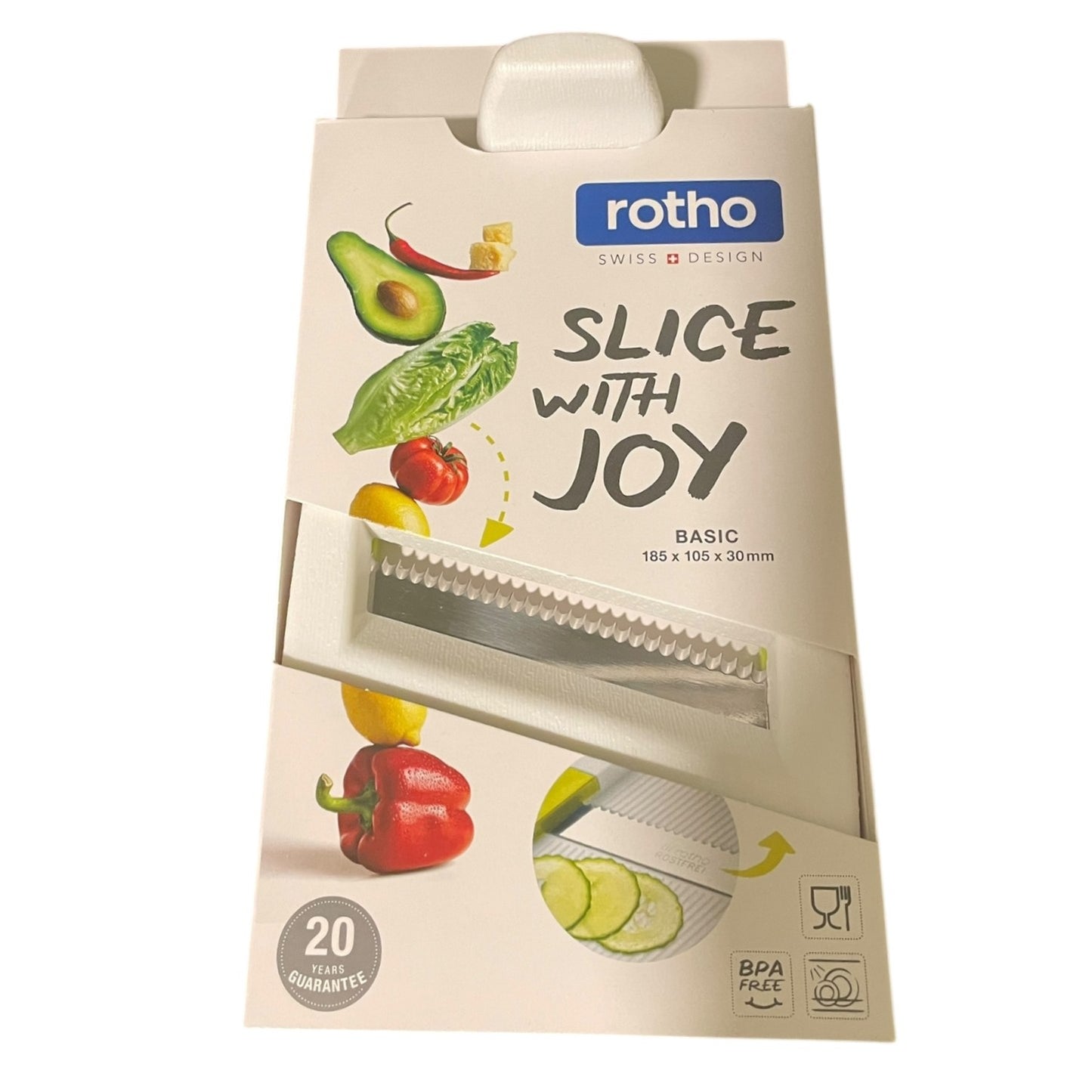 Răzătoare pentru legume Rotho, inox, BPA free, compatibilă mașină spălat, alb 🔳 7610859153883