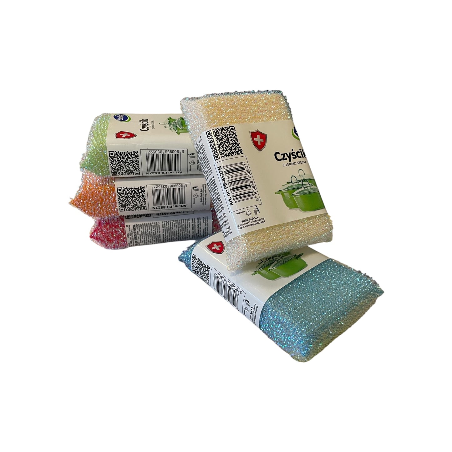 Burete Stella pentru curățare teflon, antibacterian cu ioni de argint, multicolor 🔳 5903936038527