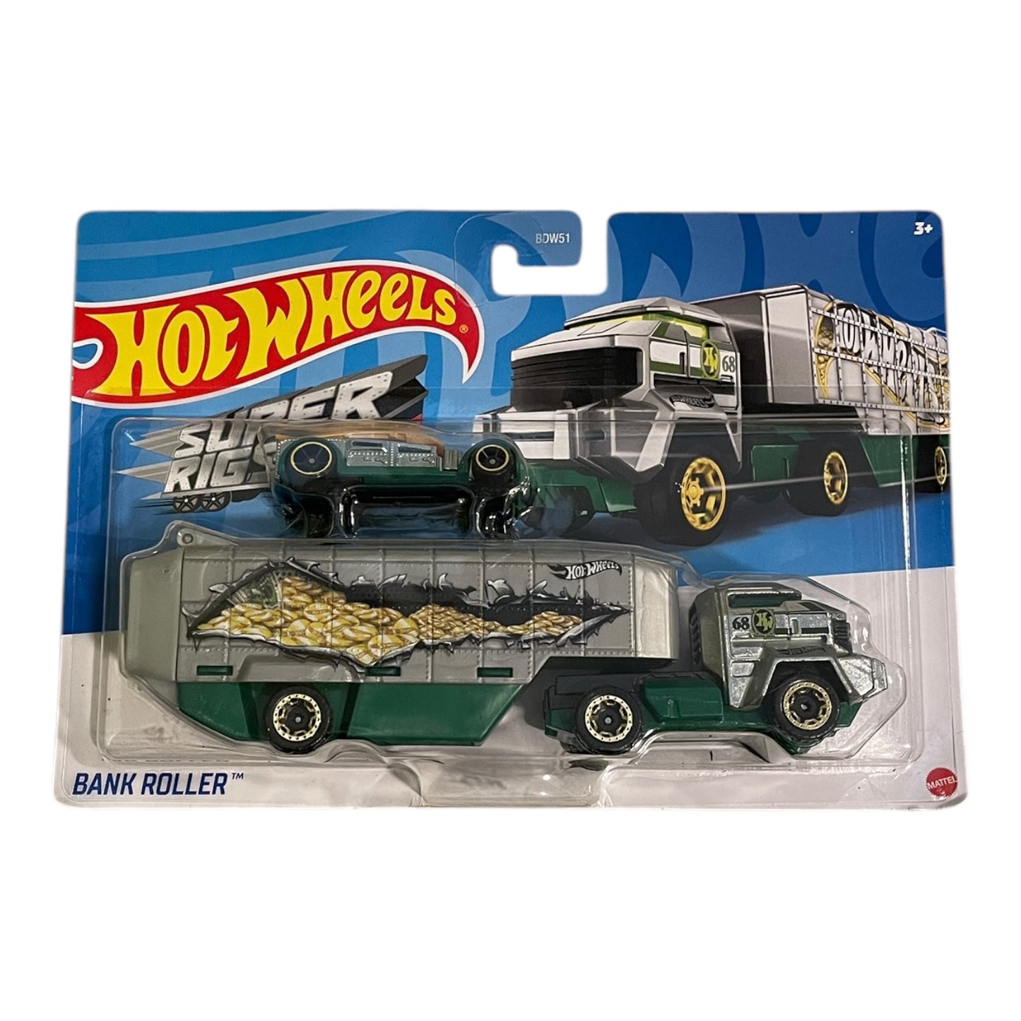 Set camion si masina Hot Wheels Bank Roller, FKW87-LA13, design unic 🔳0634474673332