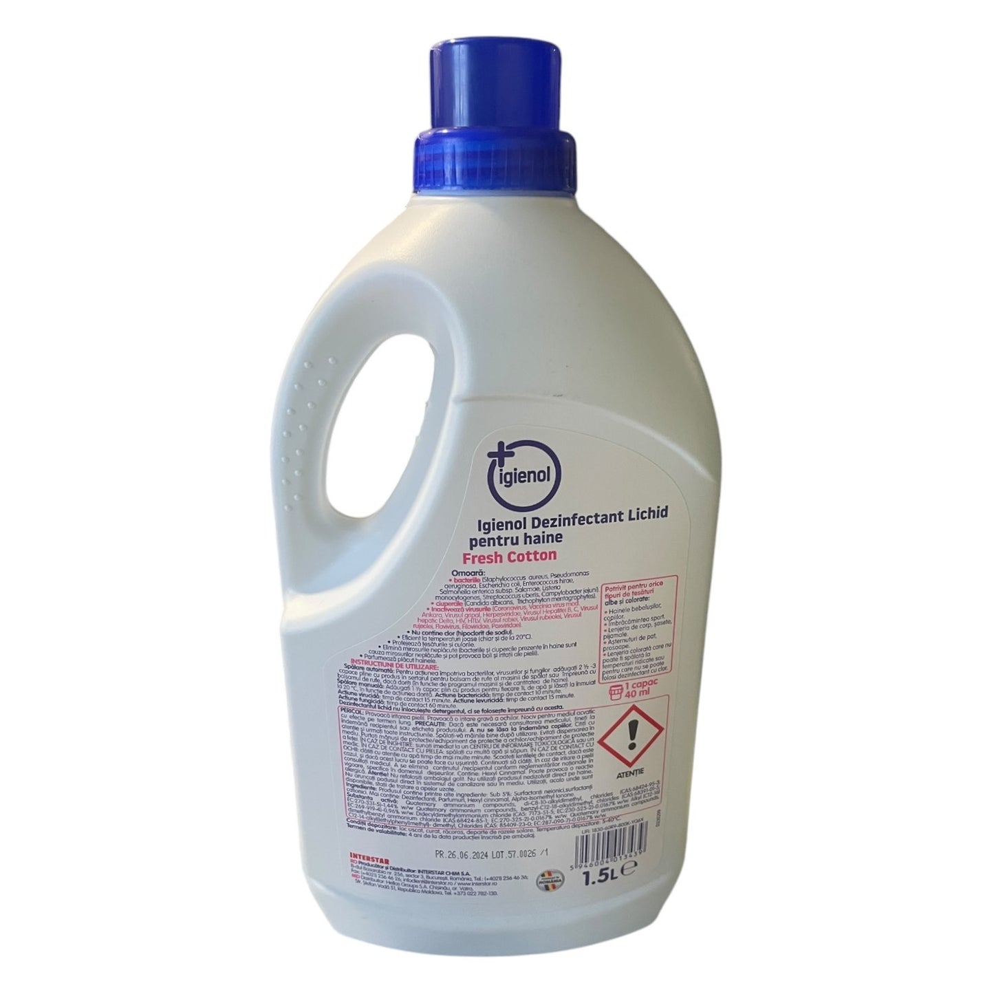 Dezinfectant lichid haine Igienol Fresh Cotton, 1.5L – 5946004013439