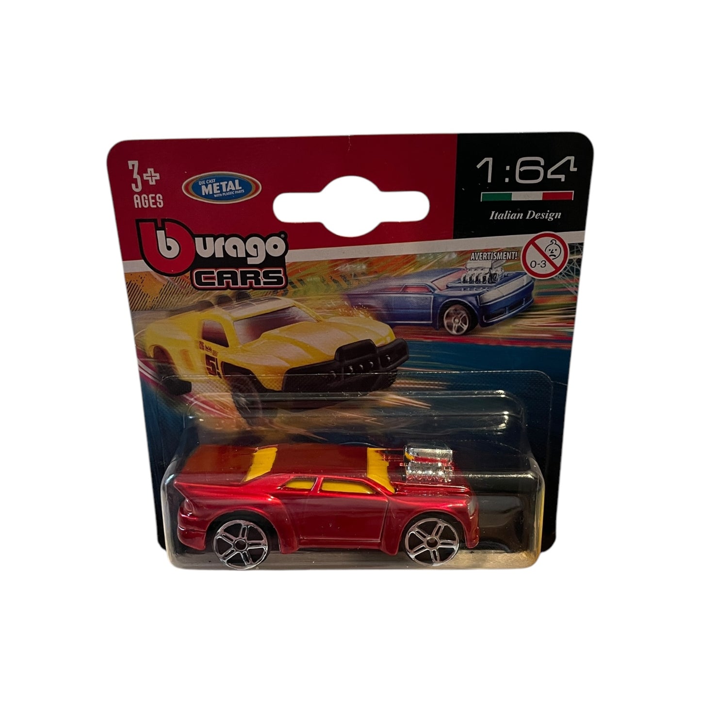Mașina de jucărie Bburago Wild Whip, metal die-cast, roșu, 1:64, model realist 🔳 0634474673622