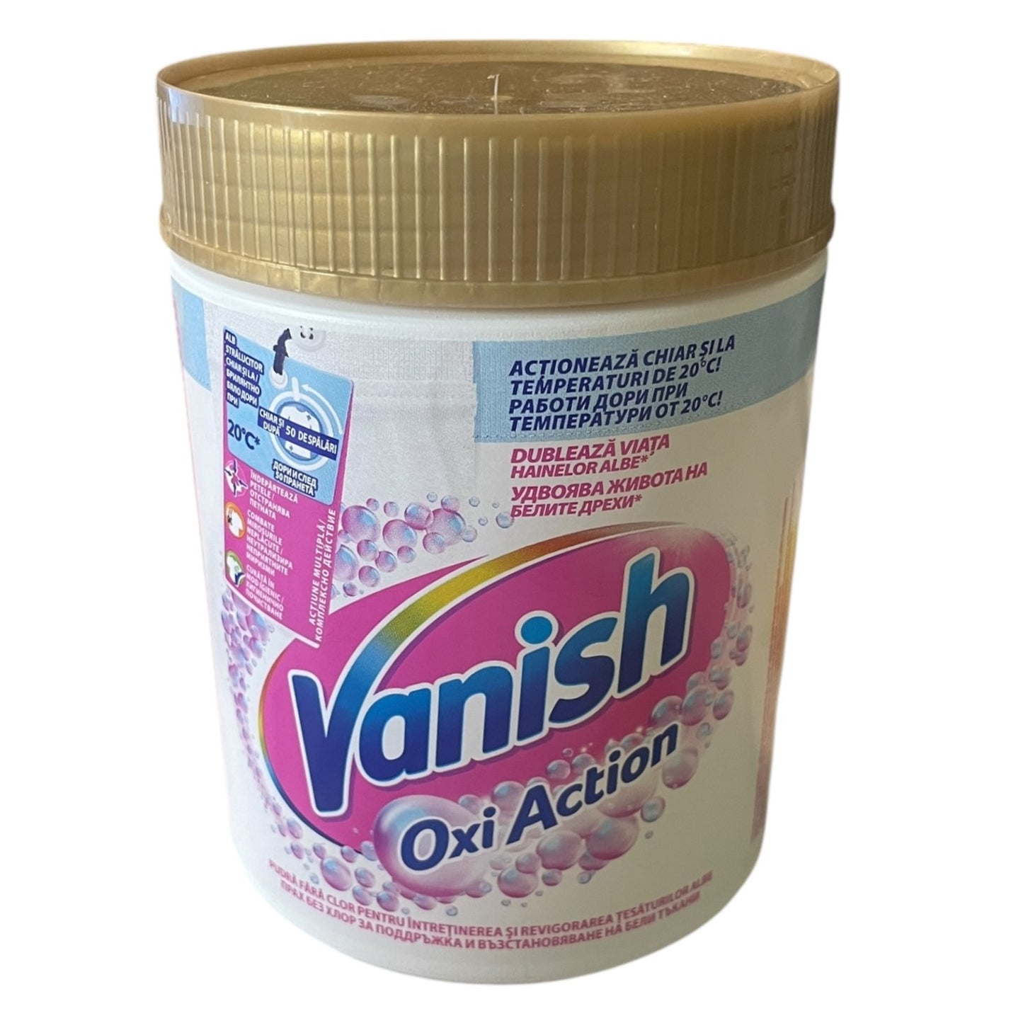 Pudra fara clor Vanish Oxi Pink Action 423g pentru tesaturi colorate