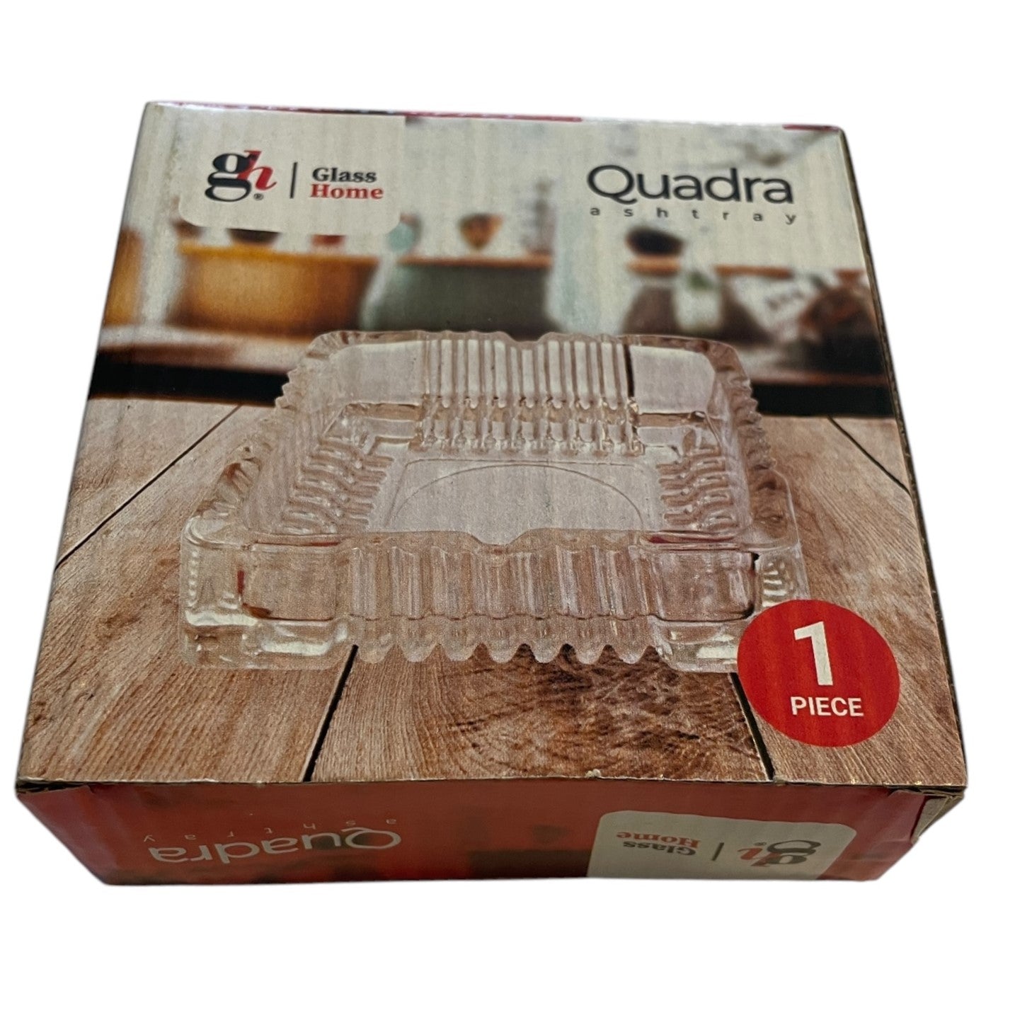 Scrumiera de sticla Quadra, 100mm, patrata, compacta, design elegant 🔳 6222023501096