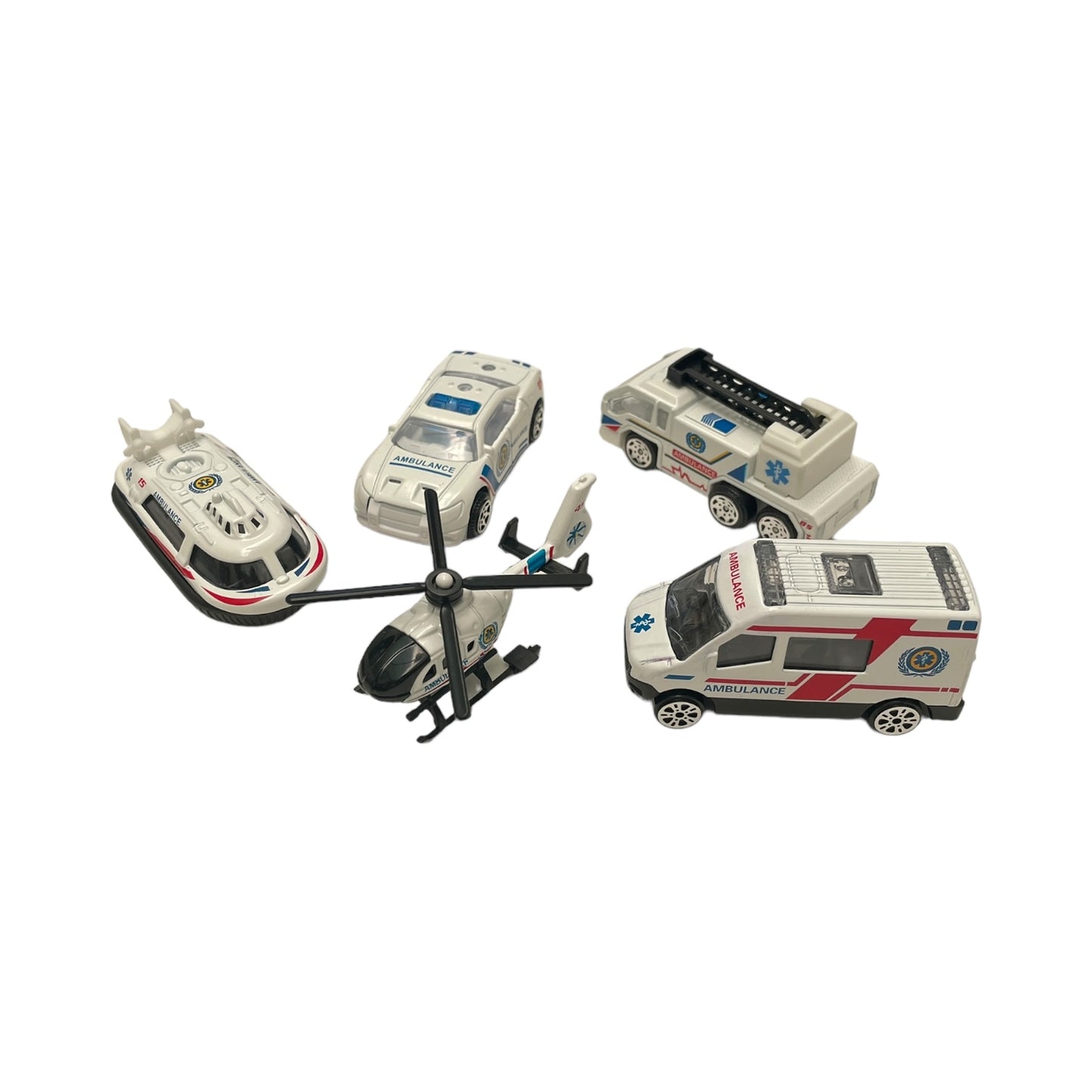 Set 5 mașini intervenție Super Power, scară 1:64, alb - EAN 0634474672991