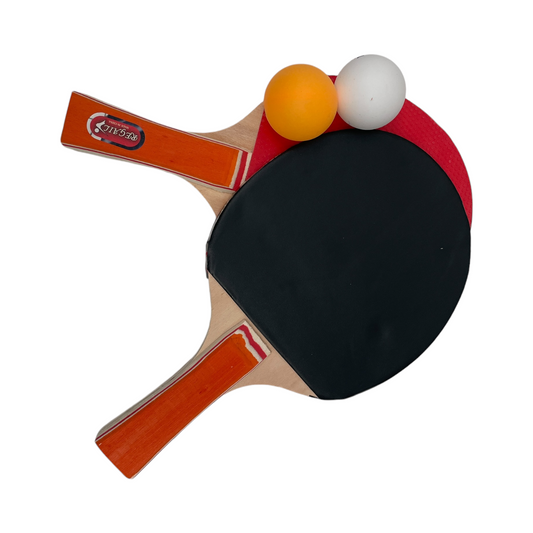 Set 2 palete tenis de masa, 2 mingi de ping-pong, maner ergonomic, joc interior/exterior 🔳 5941944423911