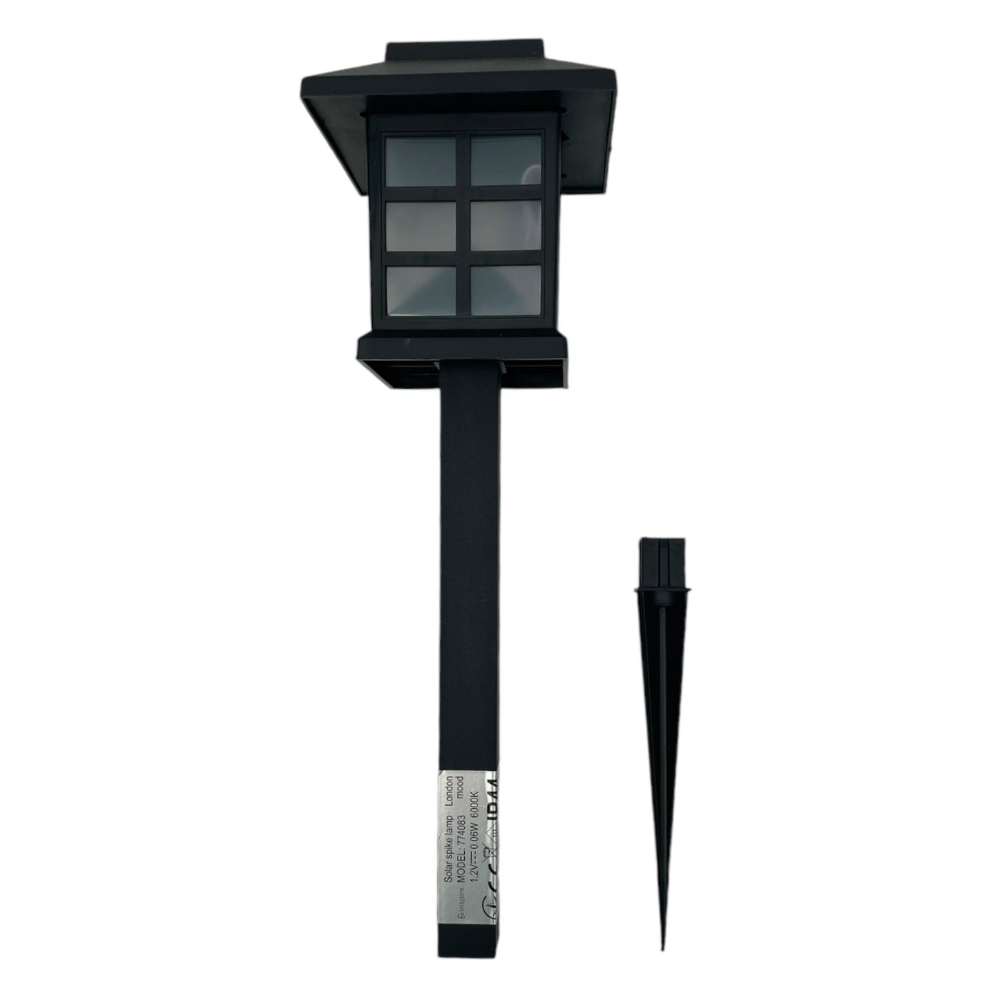 Lampa solară de exterior London, tip felinar, 6000K, 0.06W, IP65, negru 🔳 3276007639223