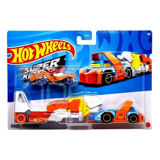 Set camion si masina Hot Wheels Haul Teration, GRV00-LA12, design unic 🔳0634474673356