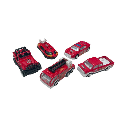 Set 5 mașini intervenție Power, metal/plastic, 1:64, roșu - EAN 5941944424246